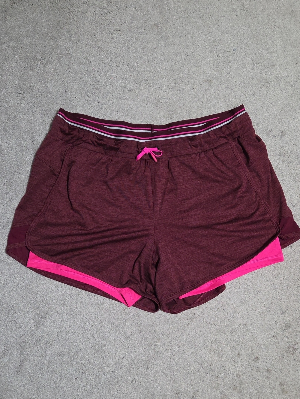 Reebok Maroon Athletic Shorts with Pink Trim